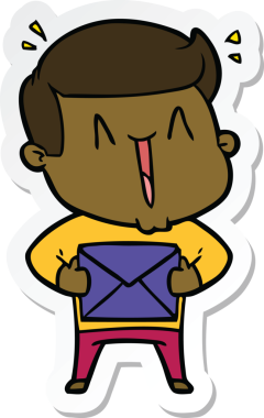 Bir insan tarafından çizilmiş heyecanlı bir adamın çıkartması.