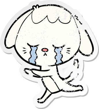 Bir insan tarafından çizilmiş ağlayan bir köpeğin sıkıntılı çıkartması.