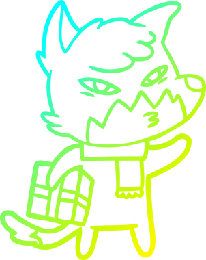 Bir insan tarafından çizilmiş akıllı bir tilkinin soğuk çizgi çizimi.