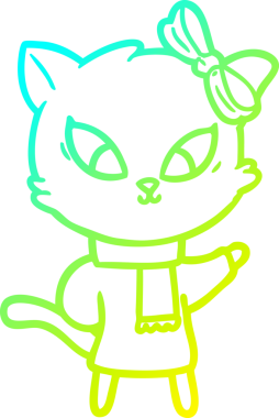 Bir insan tarafından çizilen çizgi film kedisinin soğuk gradyan çizgisi.