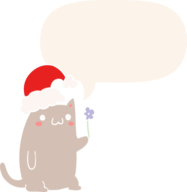 Bir insan tarafından çizilmiş eski tarz konuşma baloncuğu olan şirin bir çizgi roman kedisi.