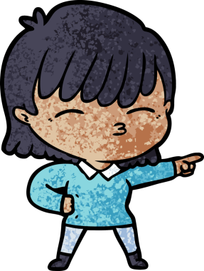 Bir insan tarafından çizilmiş karikatür kadın.