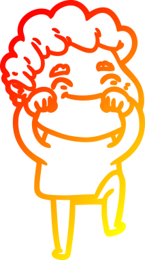 Bir insan tarafından çizilmiş, karikatür dostu bir adamın sıcak çizgi çizimi