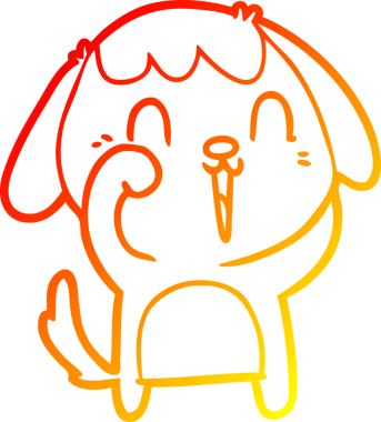 Bir insan tarafından çizilmiş sevimli bir köpeğin sıcak çizgi çizgisi.