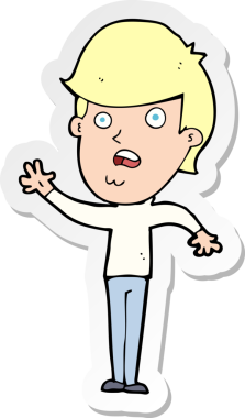 Bir insan tarafından çizilmiş mutsuz bir çocuğun çıkartması.