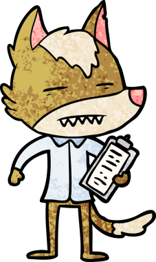 Bir insan tarafından çizilmiş dişleri gösteren bir ofis kurdu.