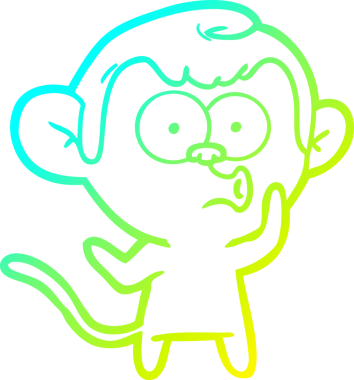 Bir insan tarafından çizilen korna çalan bir maymunun soğuk çizgi çizimi.