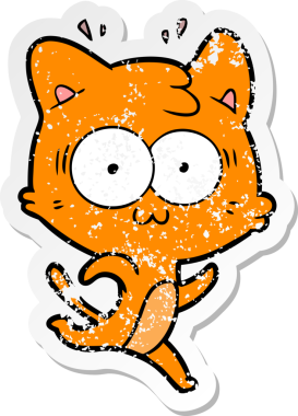 Çizgi filmin sıkıntılı çıkartması. Bir insan tarafından çizilmiş, şaşırmış bir kedi.