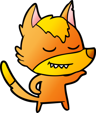 Bir insan tarafından çizilmiş tilki çizgi film karakteri