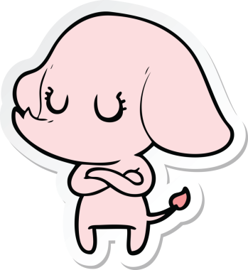 Bir insan tarafından çizilmiş şirin bir fil çıkartması.