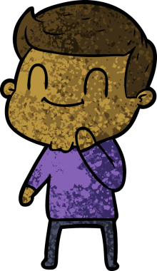 Bir insan tarafından çizilmiş çizgi film dostu bir adam.