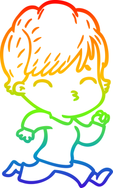 Gökkuşağı gradyan çizgi çizimi Bir insan tarafından çizilmiş bir çizgi kadın