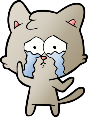 Bir insan tarafından çizilmiş ağlayan kedi çizgi filmi.