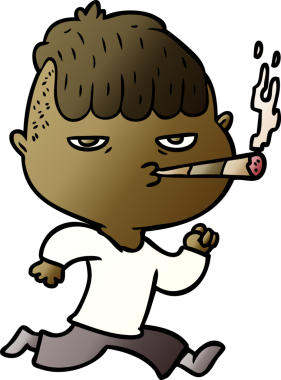 Çizgi filmdeki adam sigara içerken bir insan tarafından çizilmiş.