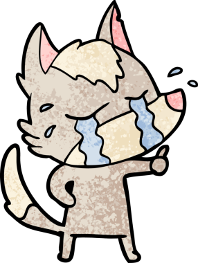 Bir insan tarafından çizilmiş ağlayan kurt çizgi filmi.