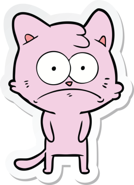 Bir insan tarafından çizilmiş karikatür asabi kedinin çıkartması.