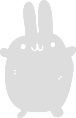 Bir insan tarafından çizilmiş düz renkli çizgi film tavşanı