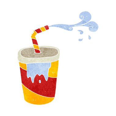 Bir insan tarafından çizilmiş serbest çizim retro karikatür soda.