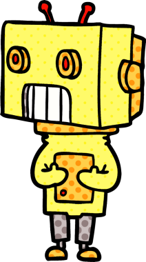 Bir insan tarafından çizilmiş çizgi film robotu