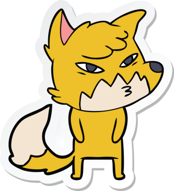 Bir insan tarafından çizilmiş akıllı bir tilkinin çıkartması.