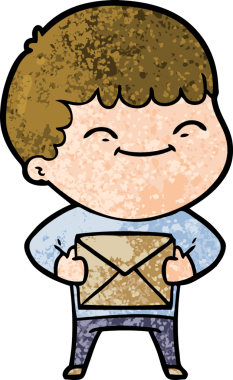 Bir insan tarafından çizilmiş mutlu çocuk çizgi filmi.