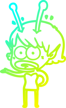 Bir çizgi film karakteri, bir insan tarafından çizilmiş soğuk gradyan çizimi.