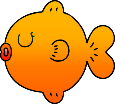 bir insan tarafından çizilmiş gölgelenmiş garip karikatür balığı.