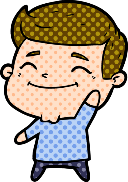 Bir insan tarafından çizilen mutlu çizgi film adamı.