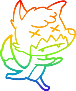 Gökkuşağı gradyan çizgi çizimi Bir insan tarafından çizilmiş ölü tilki