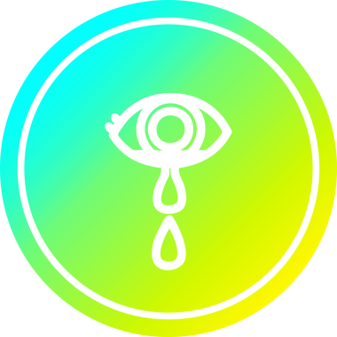 Ağlayan göz yuvarlak simgesi ve bir insan tarafından çizilen havalı gradyan bitiş.