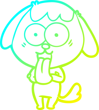 Bir insan tarafından çizilmiş şirin bir çizgi köpeğin soğuk gradyan çizgisi.