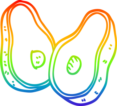 gökkuşağı gradyanı bir insan tarafından çizilmiş bir karton avokado