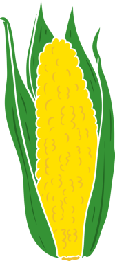 Bir insan tarafından çizilmiş düz renk çizgi film mısırı