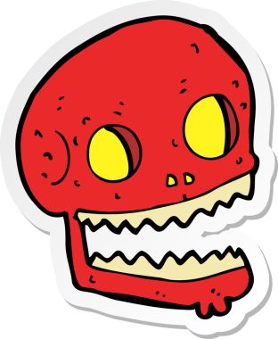 Bir insan tarafından çizilmiş ürkütücü bir karikatür çıkartması.