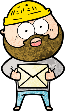 Karikatür, sakallı adamın elinde bir insan tarafından çizilmiş bir mektup tutmasına şaşırdı.