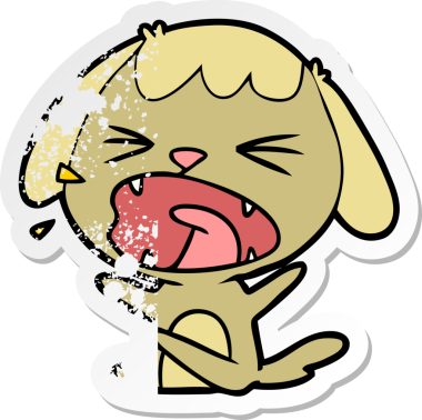 Bir insan tarafından çizilmiş şirin bir köpeğin sıkıntılı çıkartması.