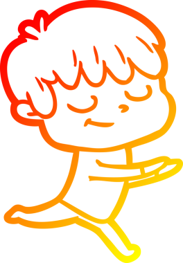 Bir insan tarafından çizilen mutlu bir çocuğun sıcak çizgi çizimi.