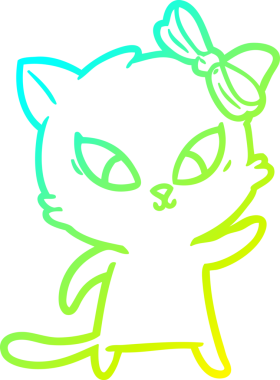 Bir insan tarafından çizilen çizgi film kedisinin soğuk gradyan çizgisi.