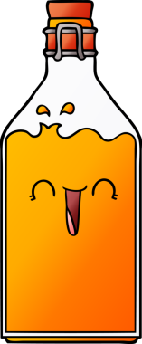 Bir insan tarafından çizilmiş eski bir meyve suyu şişesi.