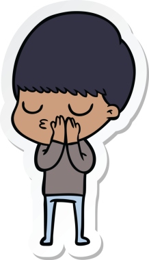 Bir insan tarafından çizilmiş sakin bir çocuğun çıkartması.