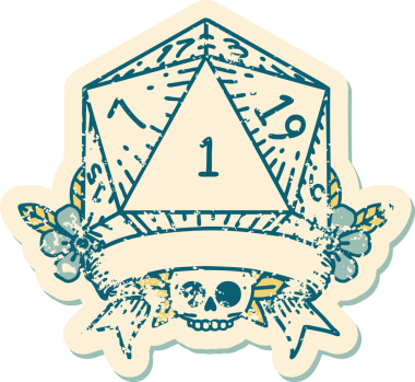 Retro Dövme Biçimi Doğal Bir d20 zar bir insan tarafından çizildi