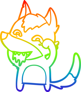 Gökkuşağı gradyan çizgisi insan tarafından çizilmiş aç bir kurt çizgi.