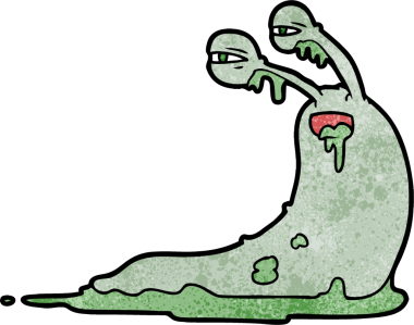 Bir insan tarafından çizilmiş iğrenç çizgi film sümüklüböceği.