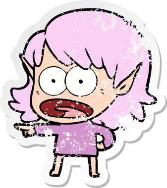 Bir karikatürün sıkıntılı çıkartması bir insan tarafından çizilmiş elf kızı şok etti.