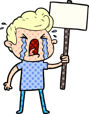 Bir insan tarafından çizilmiş ağlayan bir karikatür.