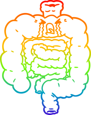 gökkuşağı gradyan çizgi çizimi bir insan tarafından çizilmiş bağırsak karikatürü.