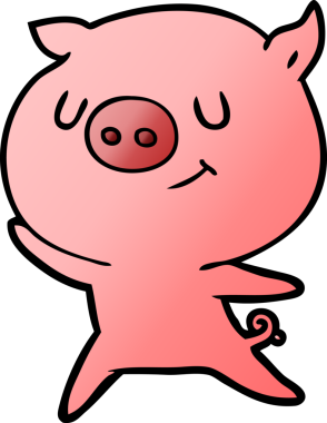 Bir insan tarafından çizilmiş mutlu çizgi film domuzu.