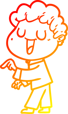 Bir insan tarafından çizilmiş gülen bir çizgi film karakterinin sıcak çizgi çizimi.