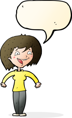 Bir insan tarafından çizilmiş konuşma balonu olan heyecanlı bir karikatür.