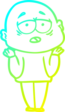 Bir insan tarafından çizilmiş, yorgun, kel bir adamın çizdiği soğuk çizgi.